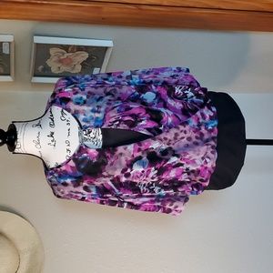 Jennifer Lopez Animal Print Faux Wrap Top Purple SIZE LARGE